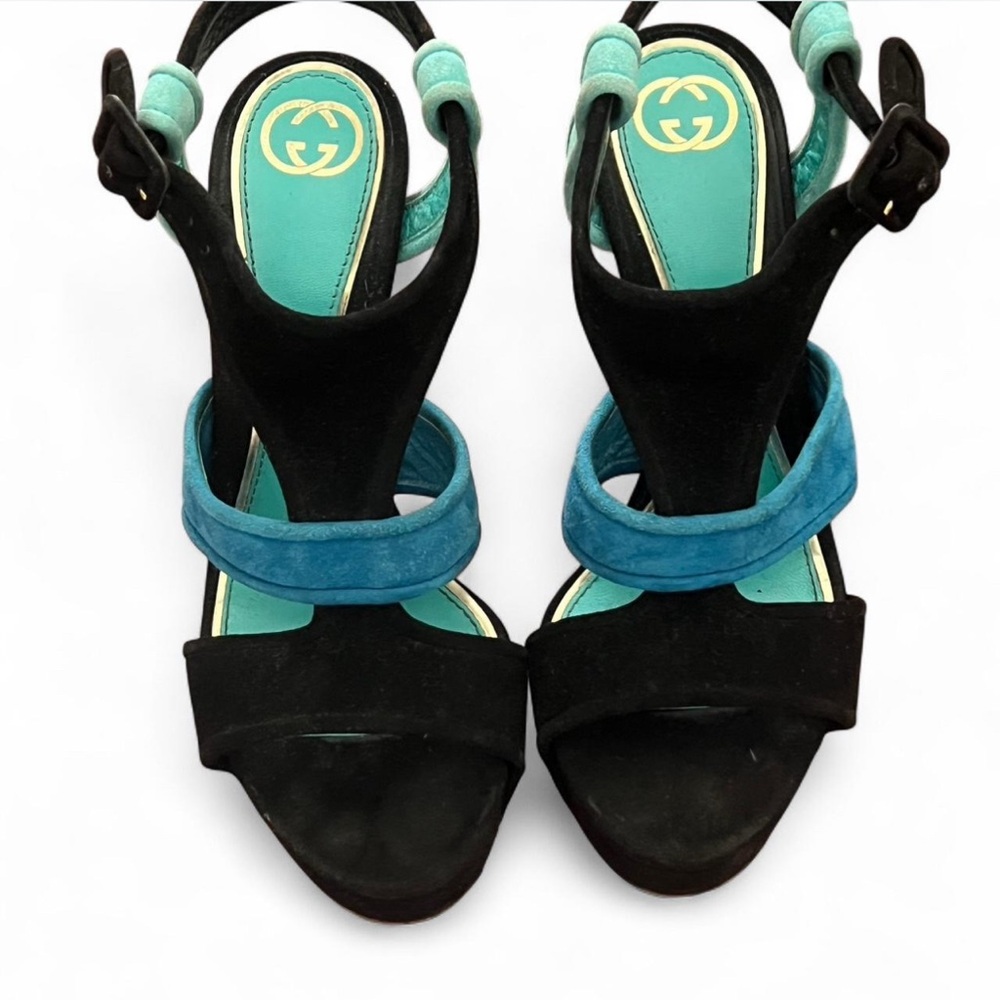 Gucci Black and Teal Women's Sandals